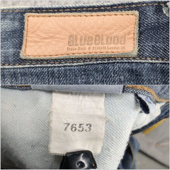 BlueBlood BloodLine Bootie Jeans Womens Blue Distressed Cotton Denim Size 27 - Picture 7 of 12